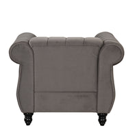 39" Modern Sofa Dutch Fluff Upholstered sofa with solid wood legs, buttoned tufted backrest,gray