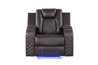 Benz LED & Power Recliner 3 PC Made With Faux Leather in Brown