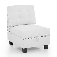 U shape Modular Sectional Sofa,DIY Combination,includes Seven Single Chair, Four Corner and One Ottoman,Ivory