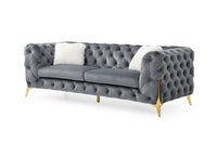 Moderno 3 Pc Tufted Living Room Set Finished with Velvet in Gray