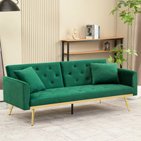 Convertible Futon Sofa Bed, Modern Reclining Futon Loveseat Couch with 2 Pillowa Sleeper Sofa for Dorm Room Living Room