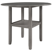 TOPMAX Farmhouse Round Counter Height Kitchen Dining Table with Drop Leaf  and One Shelf for Small Places, Gray