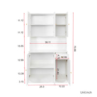 70.87" Tall Wardrobe& Kitchen Cabinet, with 6-Doors, 1-Open Shelves and 1-Drawer for bedroom,White