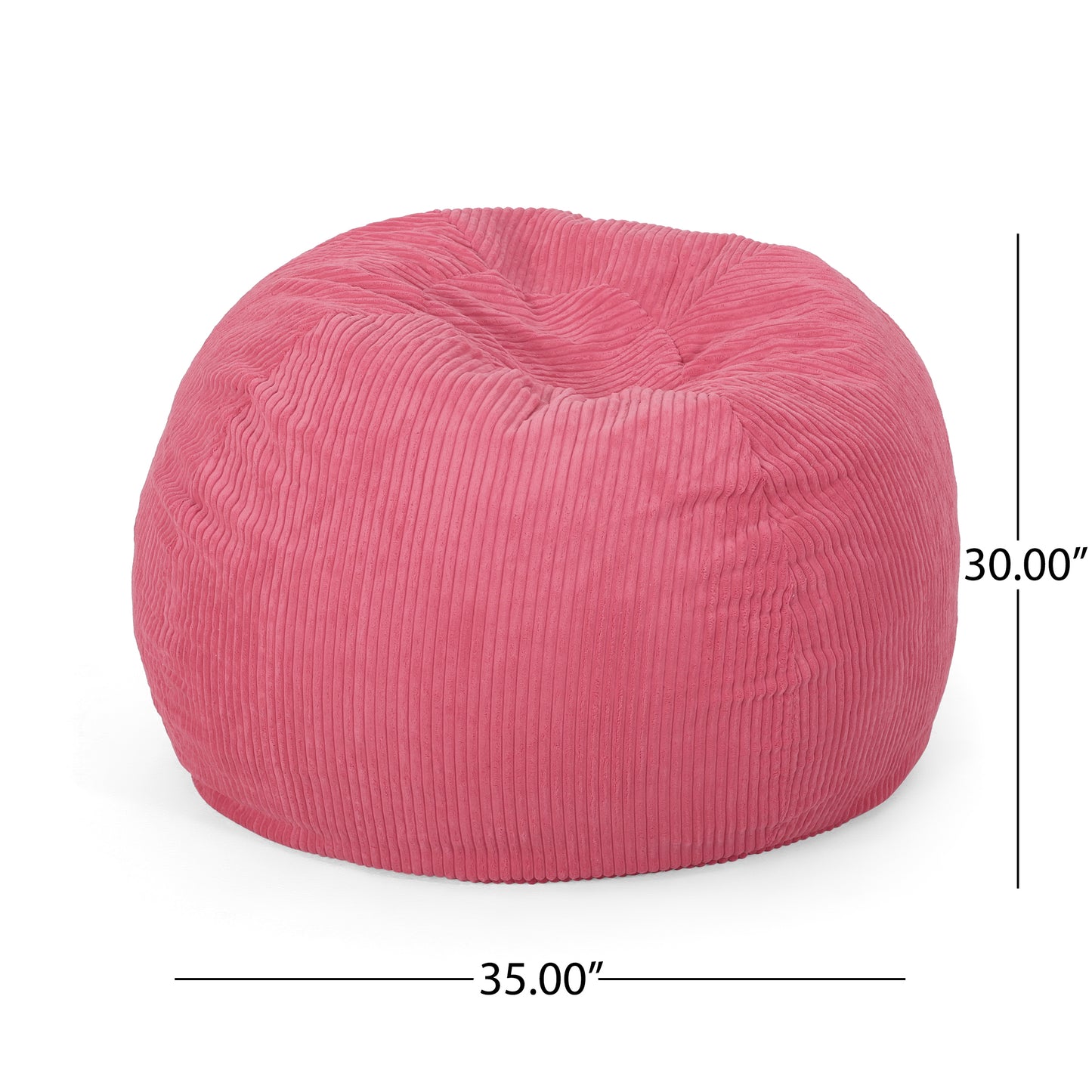 Kenli 3 Foot Modern Corduroy Beanbag, Pink Rose