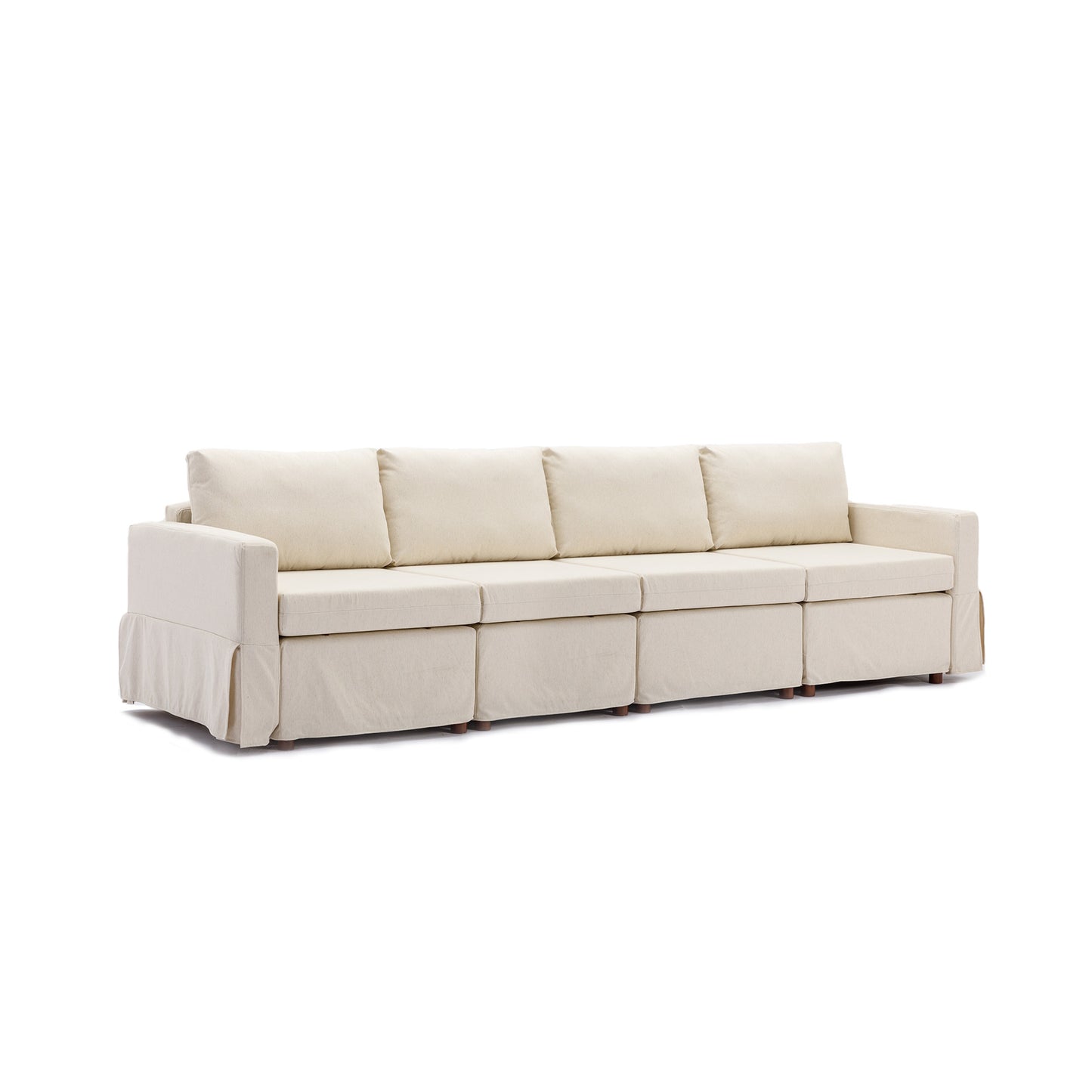 4 Seat Module Sectional Sofa Couch With 2 Ottoman,Seat Cushion and Back Cushion Removable and Washable,Cream