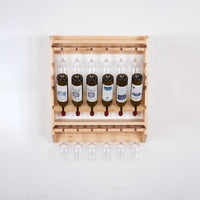 18 bottle wall wine rack/wine rack with glass holder/PINE/Solid wood /Home wine rack//Living room wine rack