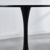 42.1"BLACK Table Mid-century Dining Table for 4-6 people With Round Mdf Table Top, Pedestal Dining Table, End Table Leisure Coffee Table