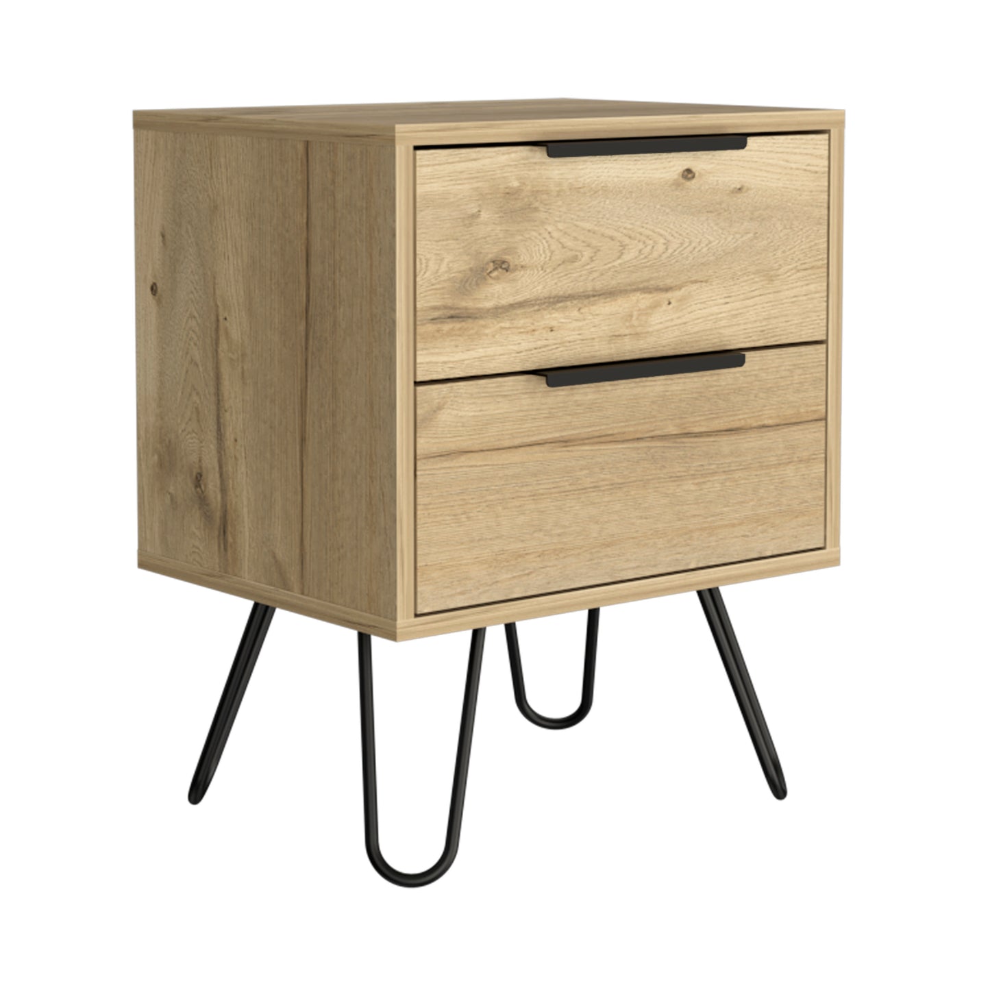 Augusta 2 Nightstand, Four Legs, Two Drawers -Light Oak