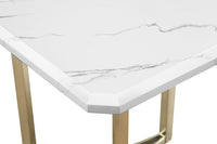 71"x35.5"x30" Contemporary White Top Dining Table with Durable Brushed Brass Metal Base,Kitchen Table for 6-8 Person for Living Room, Dining Room,Home and Office