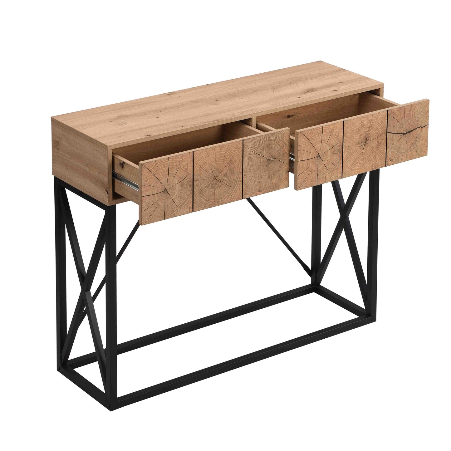 43.31'' Luxury Wood Sofa Table, Industrial Console Table for Entryway, Hallway Tables with Two Drawers for Living Room