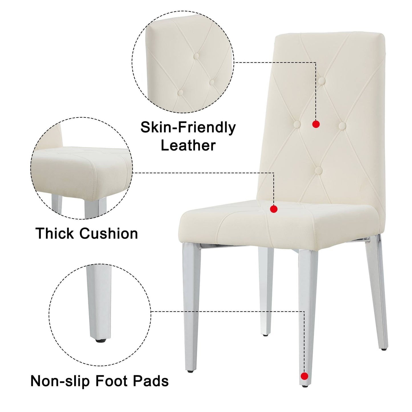 Dining Chair Set of 2, Modern Style Kitchen Upholstered High backrest ,With Inset Buttons,C-shaped Tube Plating Metal Legs Velvet office Chairs,for Dining Room Office dining room