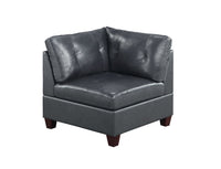 Genuine Leather Black Tufted 6pc Sectional Set 2x Corner Wedge 2x Armless Chair 2x Ottomans Living Room Furniture Sofa Couch