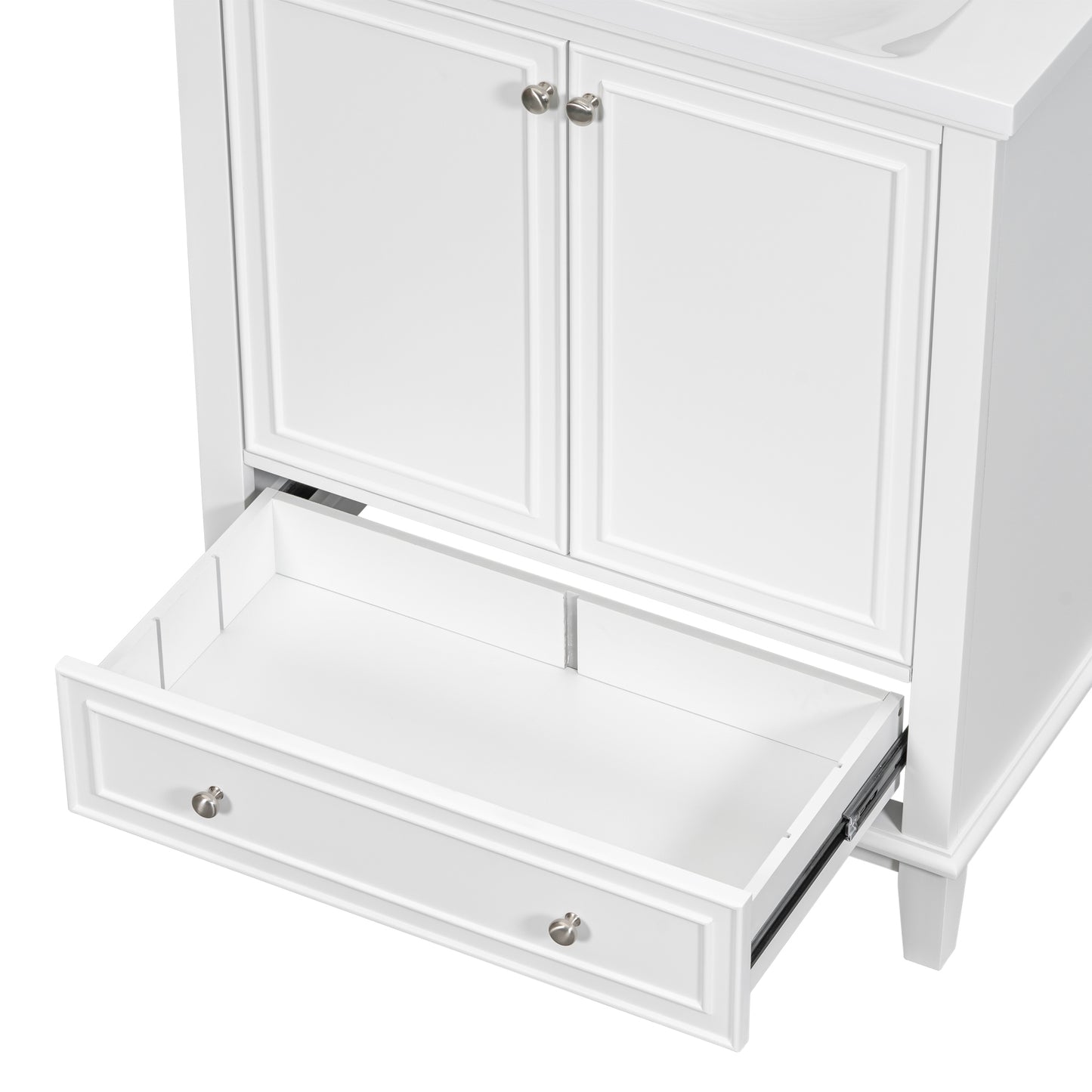 30" Bathroom Vanity without Sink, Base Only, Multi-functional Bathroom Cabinet with Doors and Drawer, Solid Frame and MDF Board, White