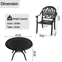 5-Piece Set Of Cast Aluminum Patio Furniture  With Black Frame and  Seat Cushions In Random Colors