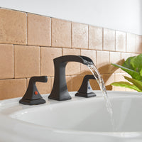 8 in. Widespread 2-Handle Waterfall Bathroom Sink Faucet in Matte Black