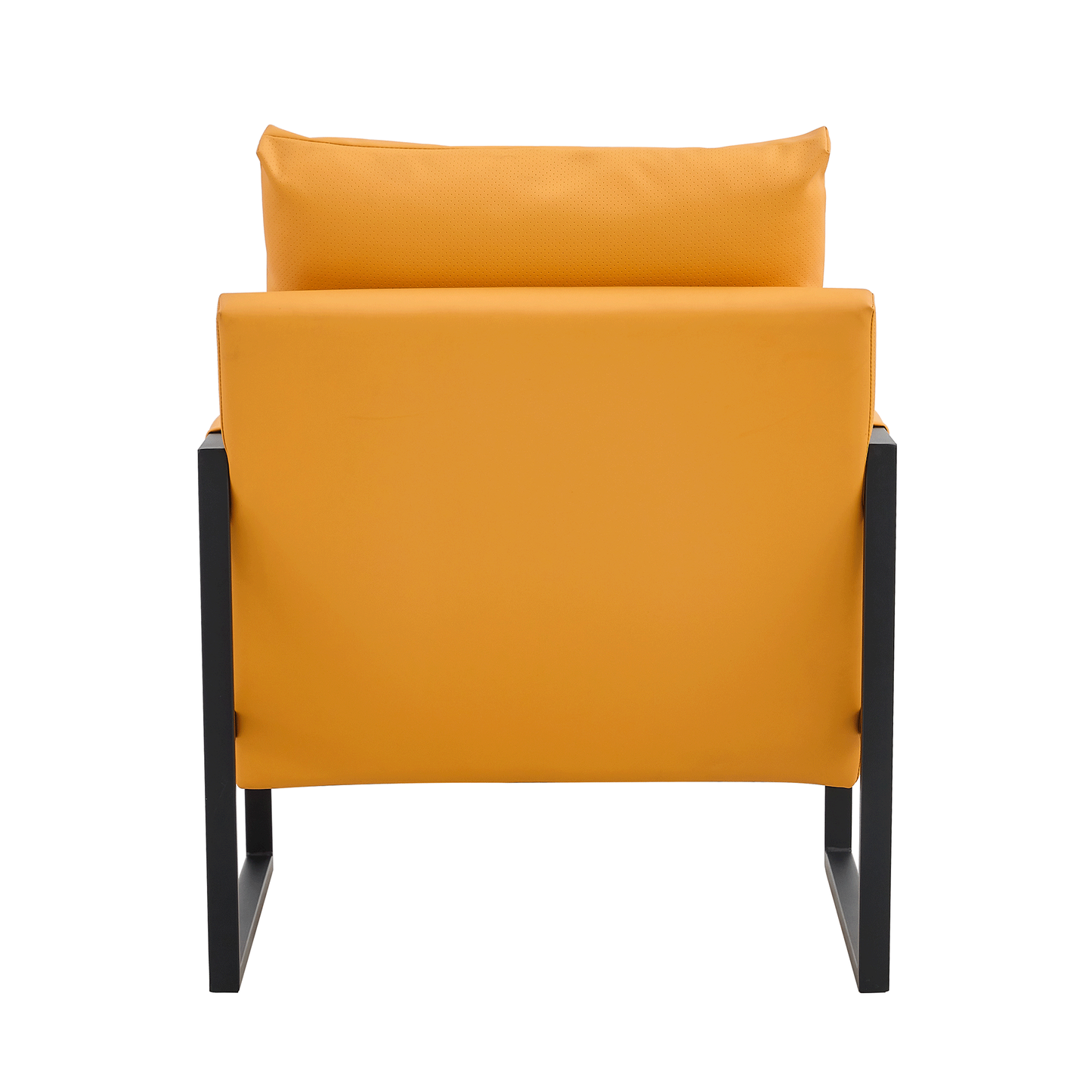 PU Leather Accent Arm Chair Mid Century Upholstered Armchair with Metal Frame Extra-Thick Padded Backrest and Seat Cushion Sofa Chairs for Living Room ( orange PU Leather + Metal Frame + Foam)SF-008