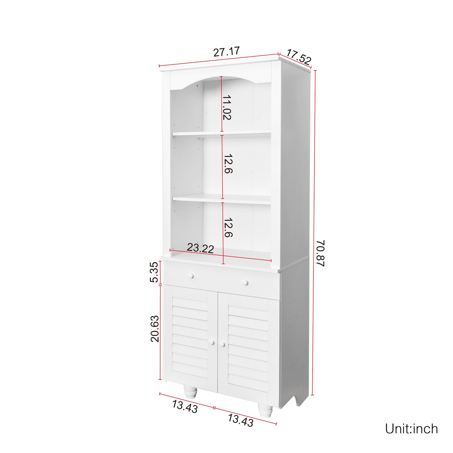 Freestanding Rustic Kitchen Buffet with Hutch, Pantry Storage Cabinet, Adjustable Shelf