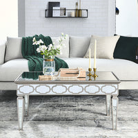 Elegant shiny silver mirror coffee table, cocktail table (39.5 "X 21.5" X 19.5 ")