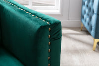 Modern Velvet Armchair Tufted Button Accent Chair Club Chair with Steel Legs for Living Room Bedroom,Green