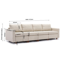 4 Seat Module Sectional Sofa Couch With 2 Ottoman for living room,Seat Cushion and Back Cushion Non-Removable and Non-Washable,Cream