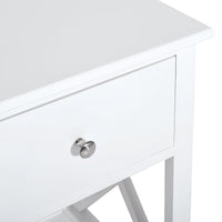 HOMCOM Side Table, Farmhouse End Table with Storage Drawer, Open Shelf and X-frame, Bedside Table for Living Room, White