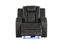 Benz LED & Power Recliner 3 PC Made With Faux Leather in Gray