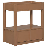 30" Bathroom Vanity without Sink Top, Cabinet Base Only, Open Storage Shelf and Two Drawers, Brown