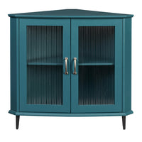 Corner Cabinet, Corner Night Stand, Free-Standing Storage Shelf Organizer(Teal Blue)