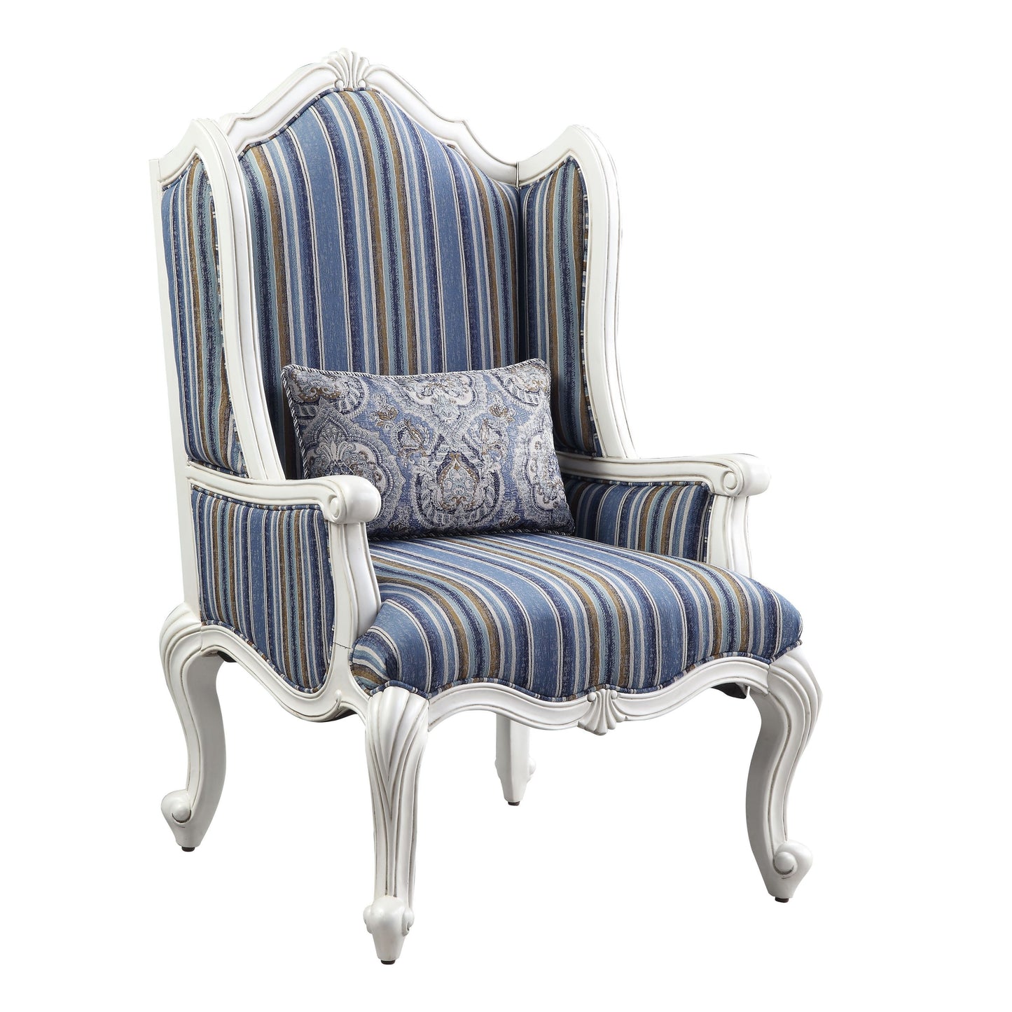 ACME Ciddrenar Chair w/pillow, Fabric & White Finish 54312