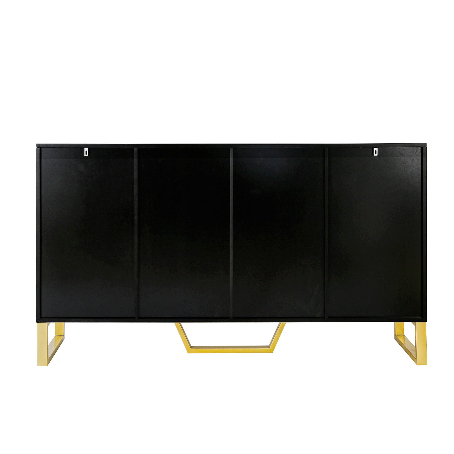 TREXM Modern sideboard with Four Doors, Metal handles & Legs and Adjustable Shelves Kitchen Cabinet (Black)