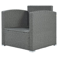 TOPMAX Outdoor Patio 5-Piece All-Weather PE Wicker Rattan Sectional Sofa Set with Multifunctional Table and Ottoman, Gray Wicker+ Beige Cushion