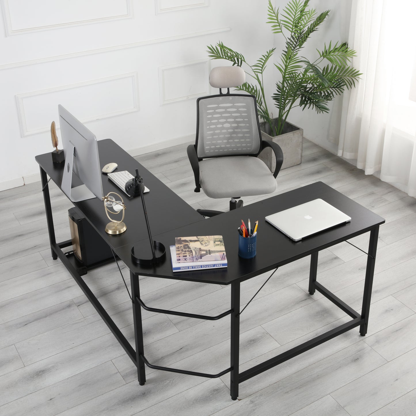 High quality safe and environmentally friendly office home school Black L-shaped corner desk