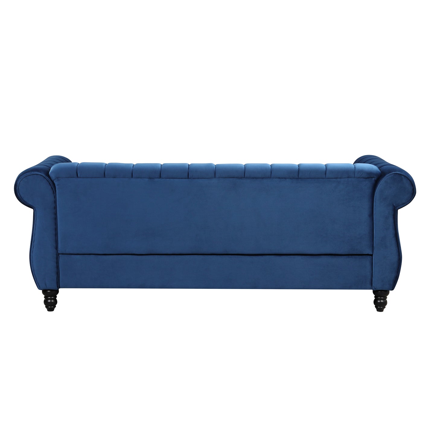 82.5" Modern Sofa Dutch Fluff Upholstered sofa with solid wood legs, buttoned tufted backrest,blue