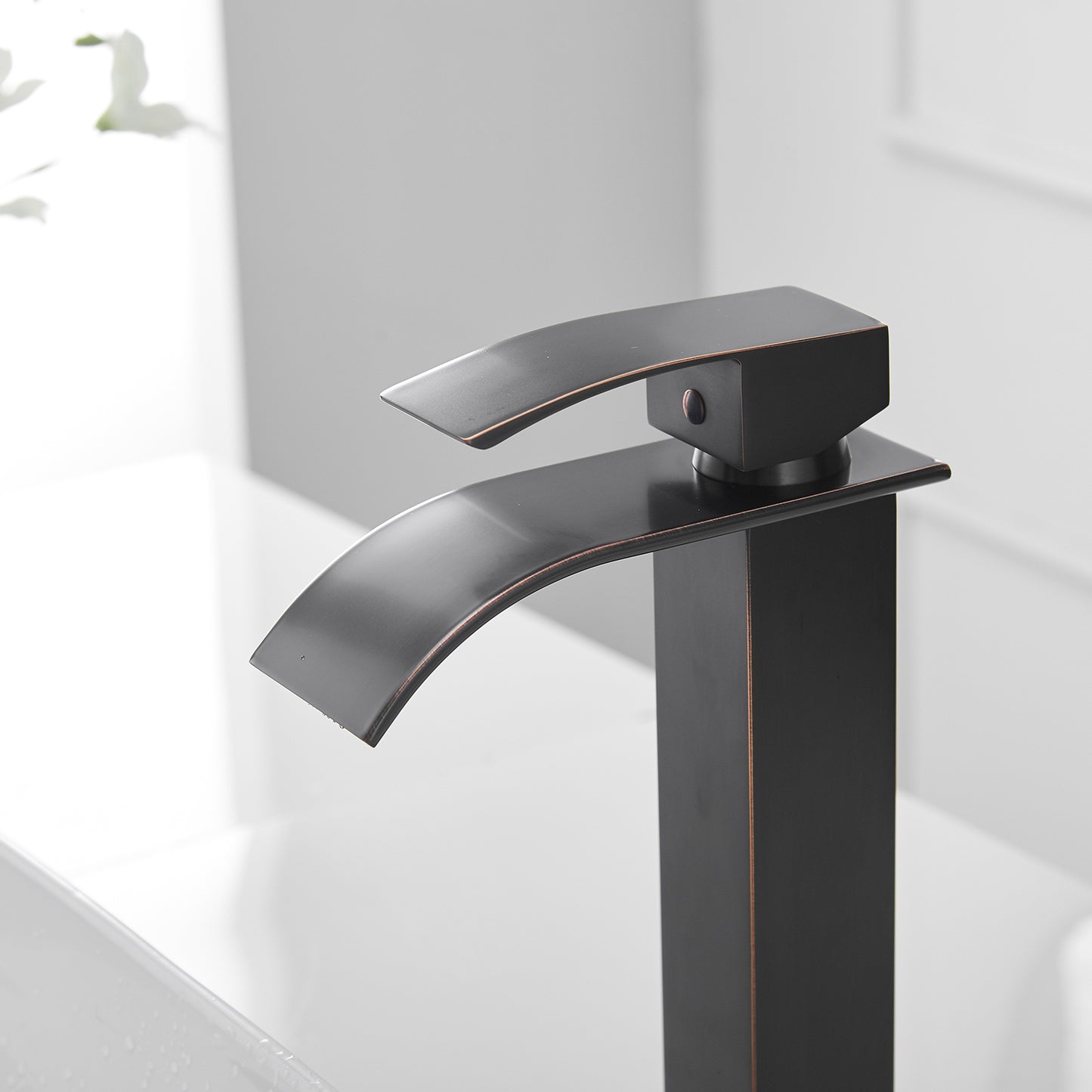 Waterfall Single Hole Single Handle Bathroom Vessel Sink Faucet With Pop-up Drain Assembly in Oil Rubbed Bronze