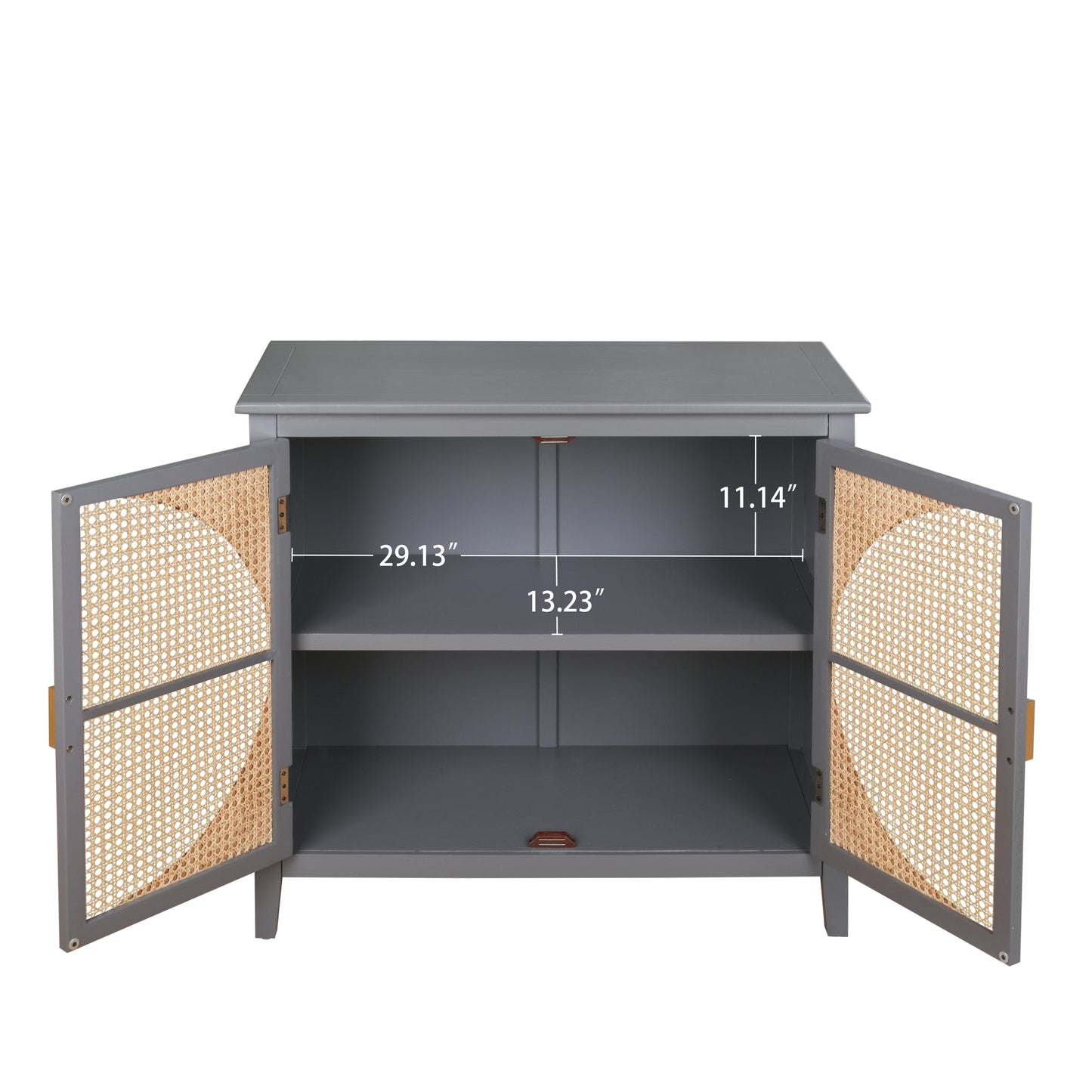 2 door cabinet with semicircular elements,natural rattan weaving,suitable for multiple scenes such as living room, bedroom, study room