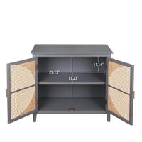 2 door cabinet with semicircular elements,natural rattan weaving,suitable for multiple scenes such as living room, bedroom, study room