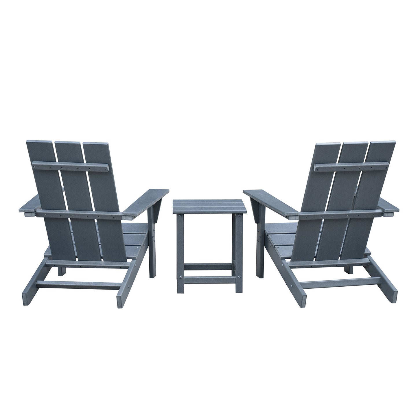 Outdoor Adirondack Chair Set of 2 and Table Set,HDPE All-weather Fire Pit Chair,  Ergonomic Design Patio Lawn Chair for Outside Deck Garden Backyard Balcony, Grey