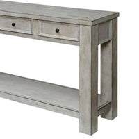 Sofa Table Antique White Rustic Solid wood Storage Table Open Shelf Bottom Living Room 1pc Side Table.