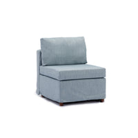 2 Seat Module Sectional Sofa Couch With 1 Ottoman,Seat Cushion and Back Cushion Removable and Washable,Light Blue