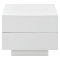 ON-TREND Extendable Coffee Table with 4 Drawers, Rectangle Cocktail Table with Hidden Storage Compartment, UV High-gloss Center Table with Sliding Top for Living Room, 35.4"x 23.6", White