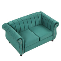 51" Modern Sofa Dutch Fluff Upholstered sofa with solid wood legs, buttoned tufted backrest,green