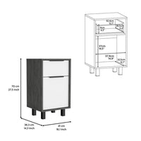 Nightstand in Smokey Oak/White with 1 Drawer and 1 Storage Cabinet for Bedroom