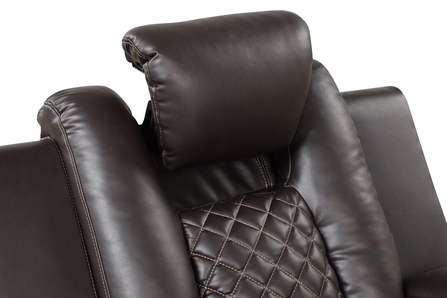 Benz LED & Power Recliner 3 PC Made With Faux Leather in Brown