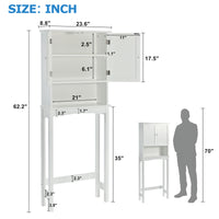 Over-The-Toilet Bathroom Cabinet with Shelf and Two Doors Space-Saving Storage, Easy to Assemble, White