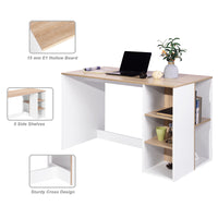 47.2" Computer Desk with 5 Storage Shelves, Modern Study Writing Desk for Small Spaces Gaming Desk, Multipurpose Student Learning Table Workstation for Home Office, Easy Assembly (Oak White)