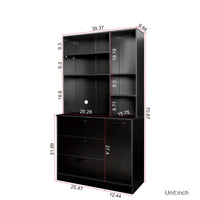 Large Kitchen Pantry Storage Cabinet with Drawers & Open Shelves, Freestanding Kitchen Cupboard Buffet Cabinet