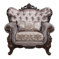 ACME Benbek Chair w/Pillow in Fabric & Antique Oak Finish LV00811