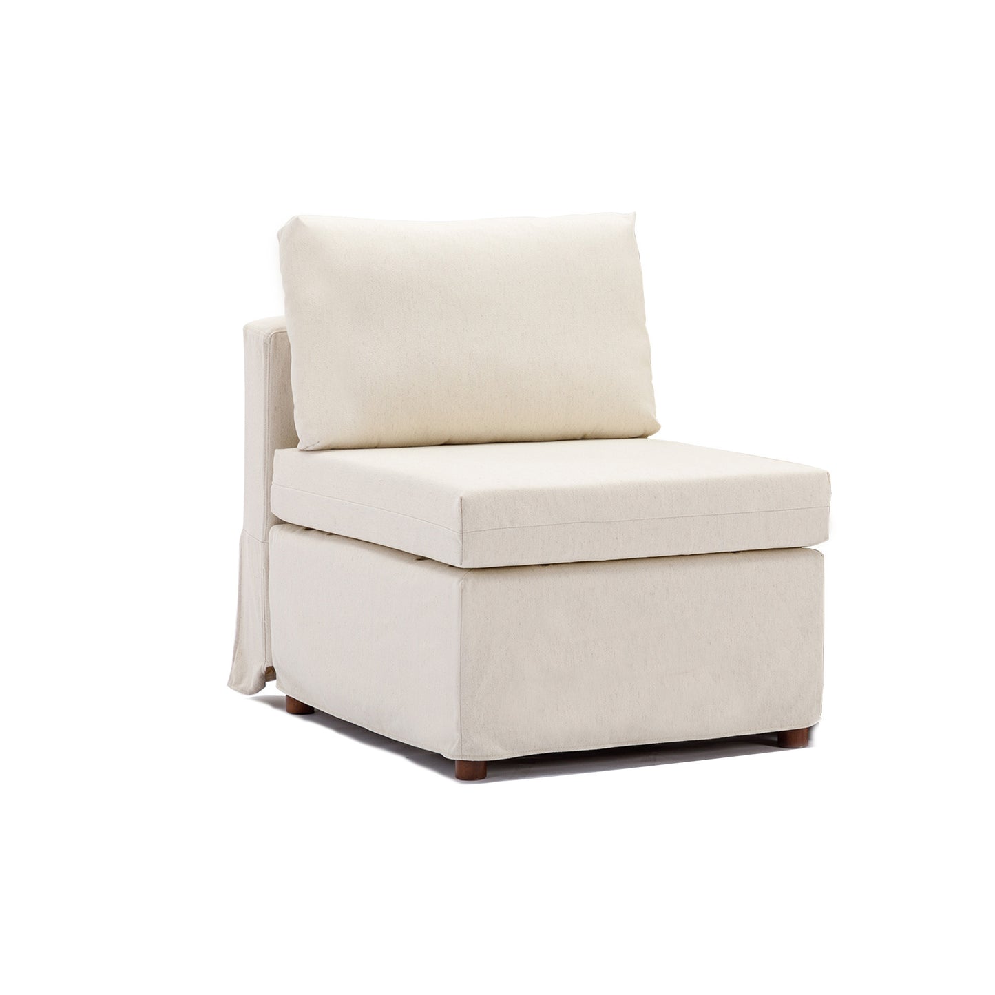 Single Seat Module Sofa Sectional Couch With 1 Ottoman,Cushion Covers Removable and Washable,Cream