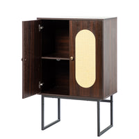 Epaphus 2-Door Accent Cabinet with interior shelves and Black Metal Base