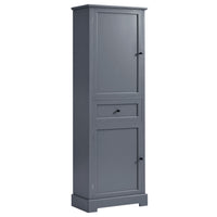 Bathroom Storage Cabinet, Tall Storage Cabinet with Two Doors and Drawer, Adjustable Shelf, Grey